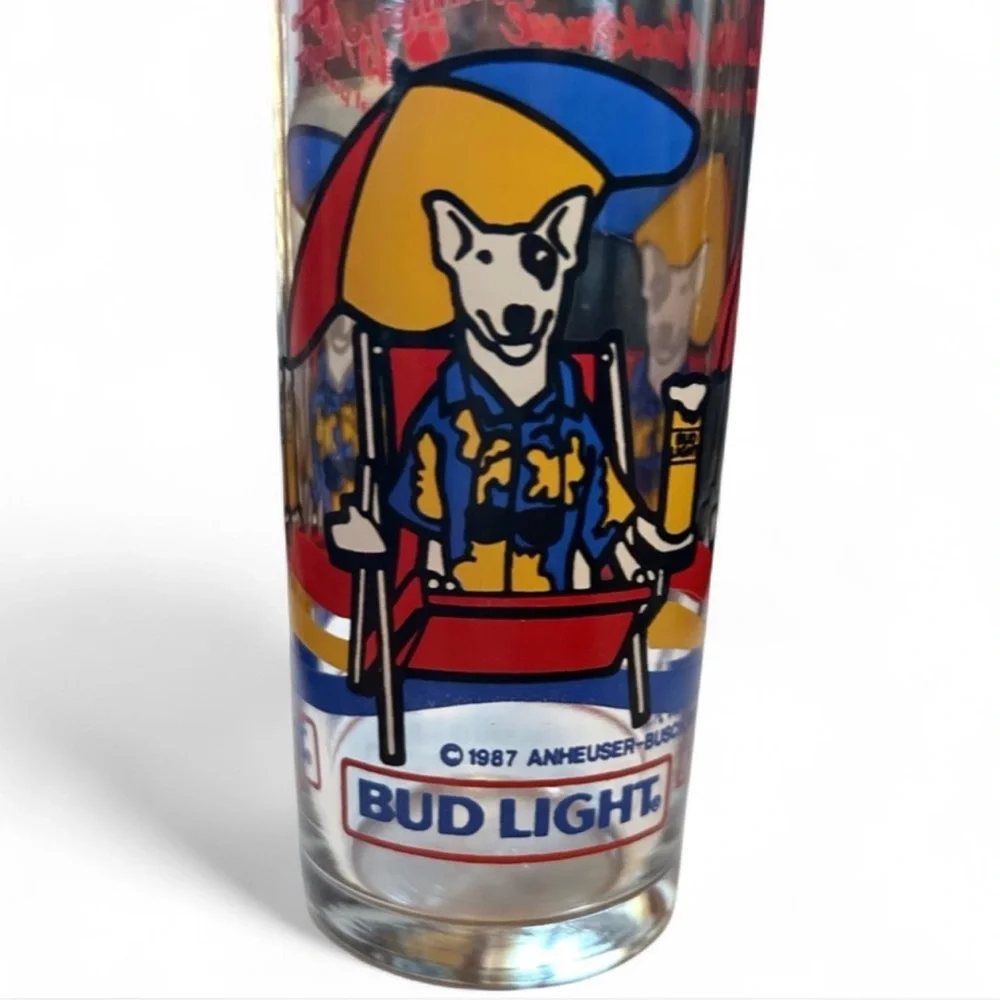 Vintage 1987 Bud Light Spuds MacKenzie Bar Glass Collectible Fun Home Decor Gift